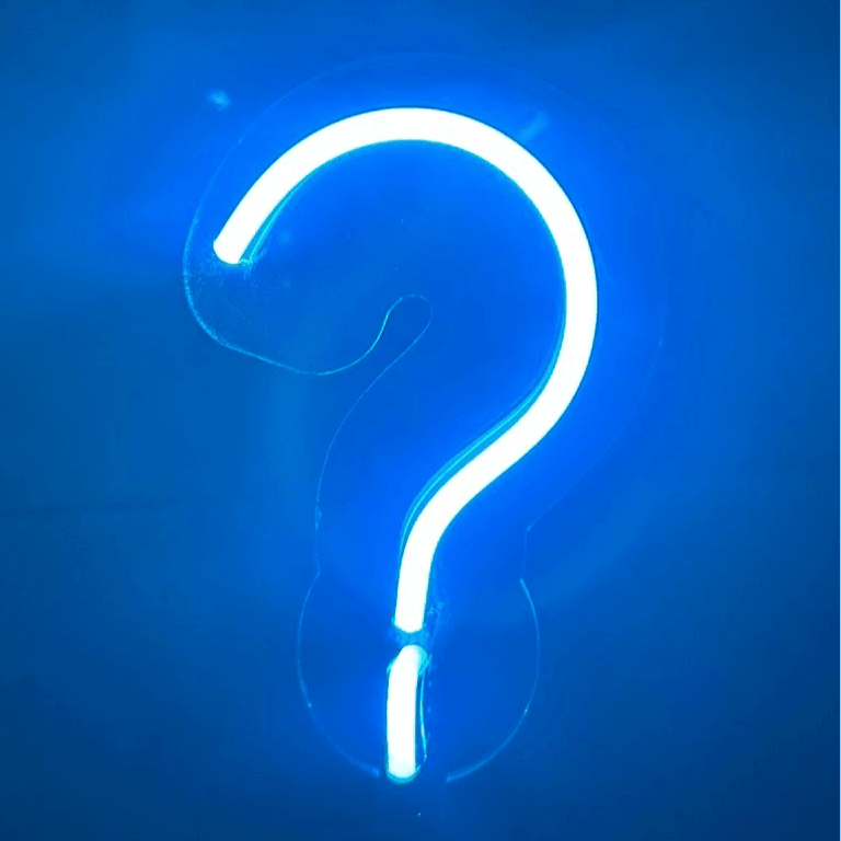 Vela Neón Flex Signo Interrogación Premium color lila fondo blanco Lumina Ideas