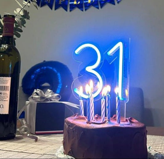 Vela Neón Flex ¨1¨ para pastel de cumpleaños variedad de colores - Lumina Ideas