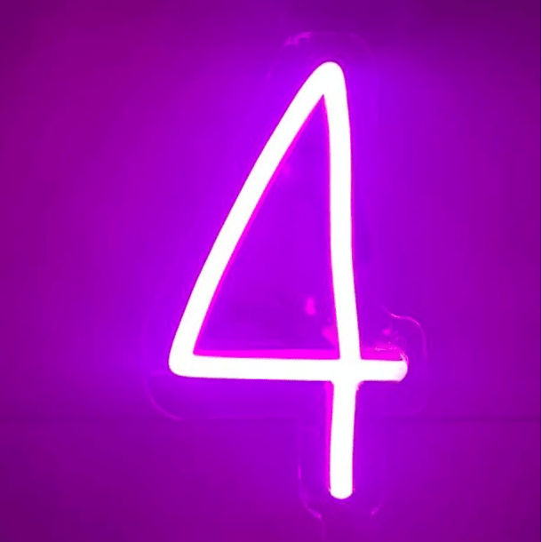 Vela Neón Flex ¨4¨ para pastel de cumpleaños variedad de colores - Lumina Ideas