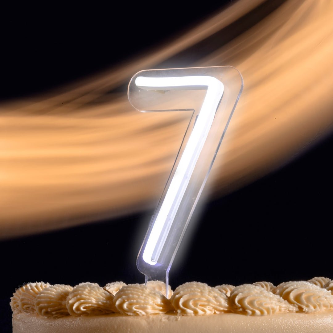 Vela Neón Flex ¨7¨ para pastel de cumpleaños variedad de colores - Lumina Ideas