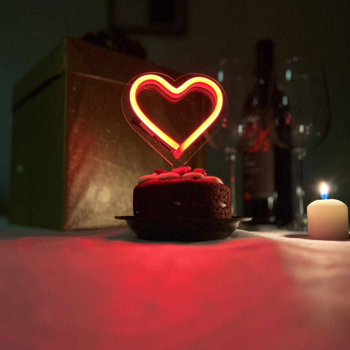 Vela Neón Flex CORAZÓN para pastel de celebración - Lumina Ideas