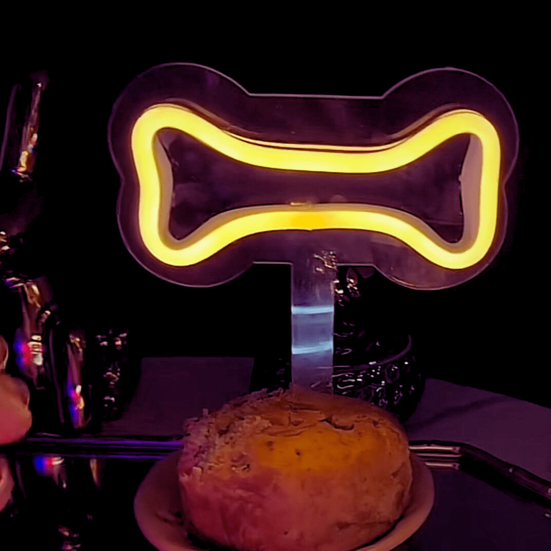 Vela Neón Flex perrhijos para pastel de celebración en forma de huesito variedad de colores - Lumina Ideas