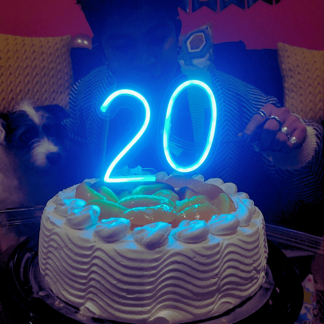 Vela de Neón flex "0" para pastel de cumpleaños variedad de colores - Lumina Ideas