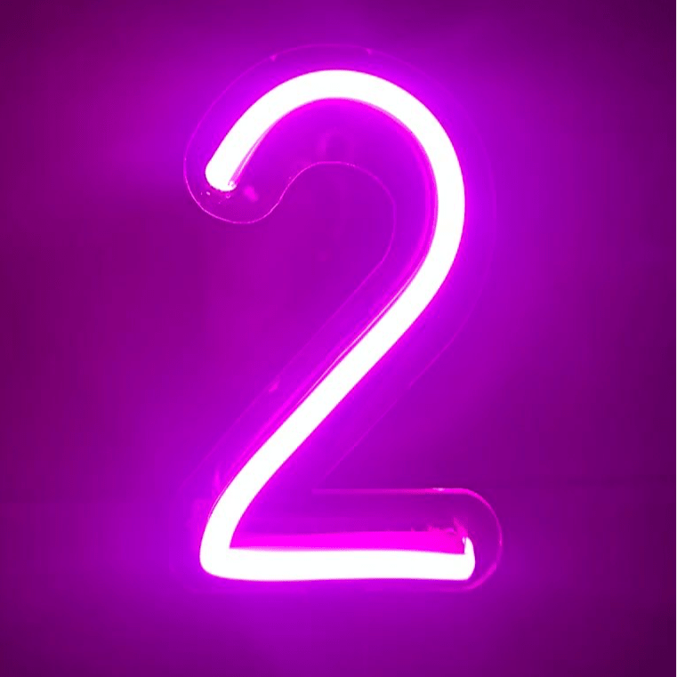 Vela Neón Flex ¨2¨ para pastel de cumpleaños variedad de colores - Lumina Ideas